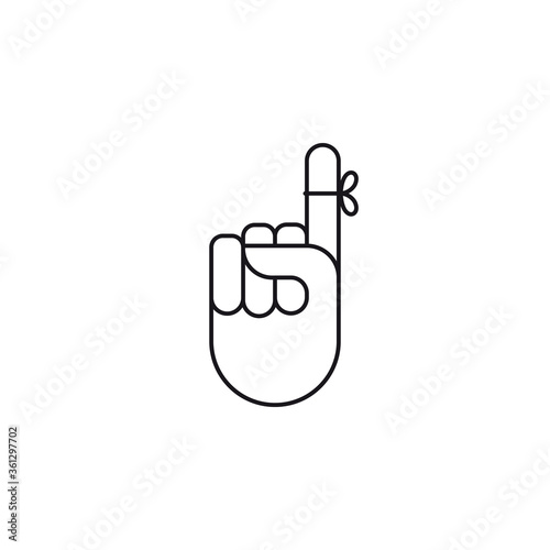 Reminder string tied to index finger vector line icon