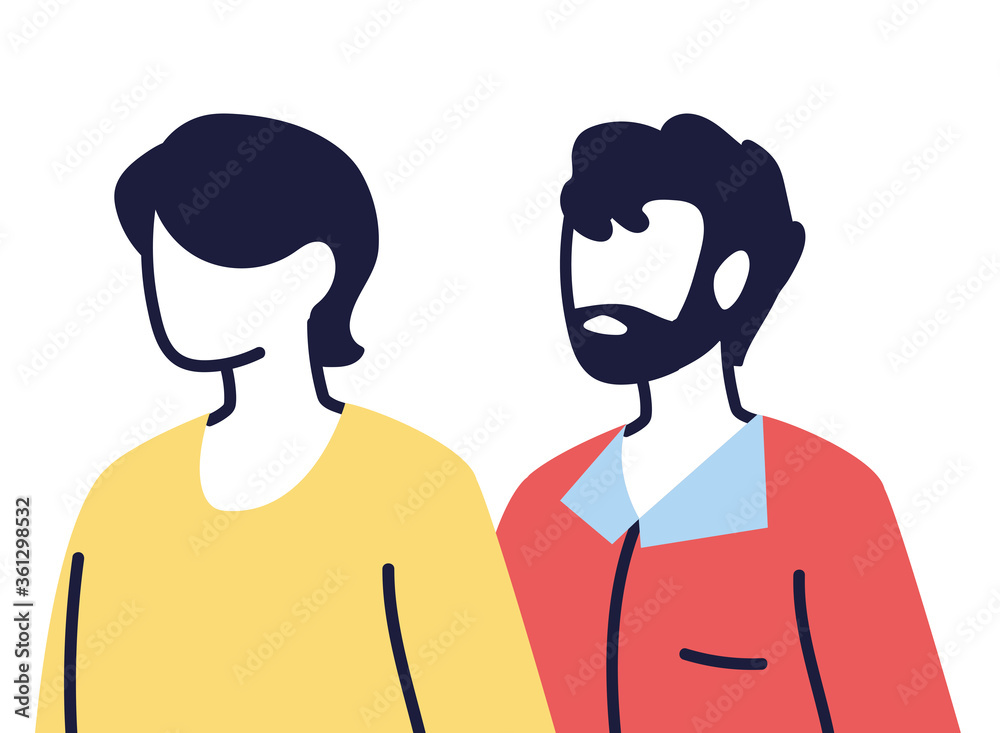 young couple cartoon on white background young couple cartoon on white background