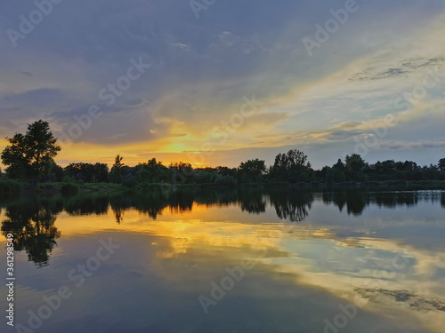 Sunset on the lake. Poland.