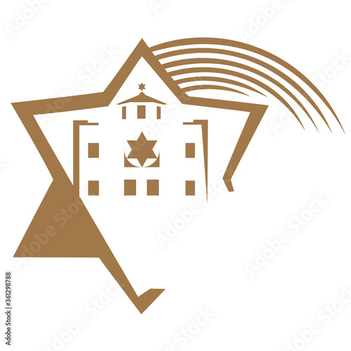 Online Torah or Tanah vector logo. Computer software or phone application educational learning sign. Network user Jewish avatar.