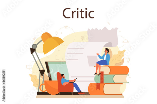 Professional critic concept. Journalist making review and ranking food