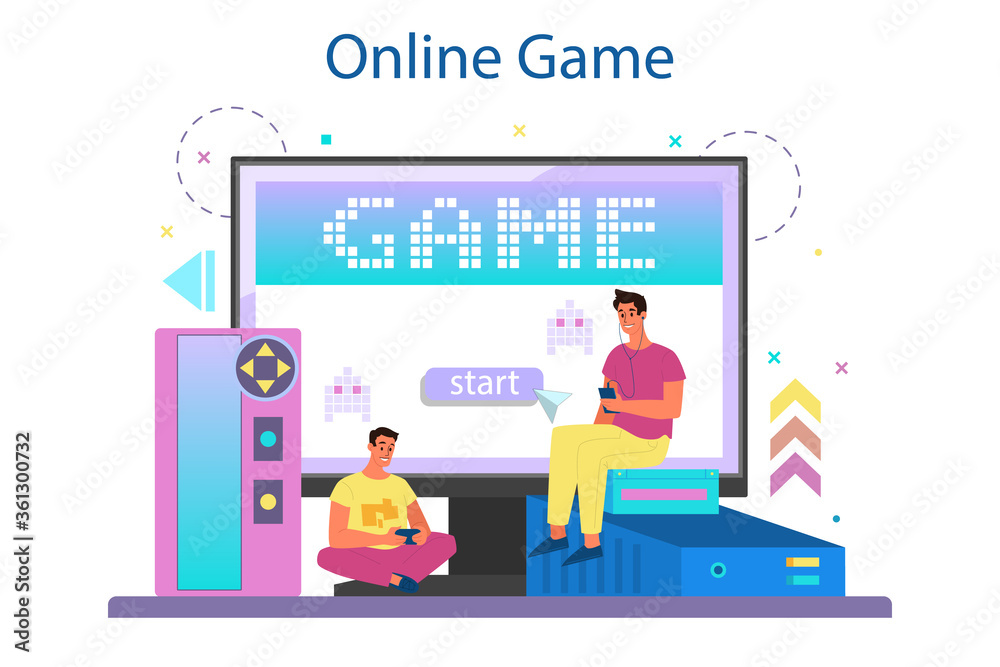 Professional gamer online service or platform. Person play on