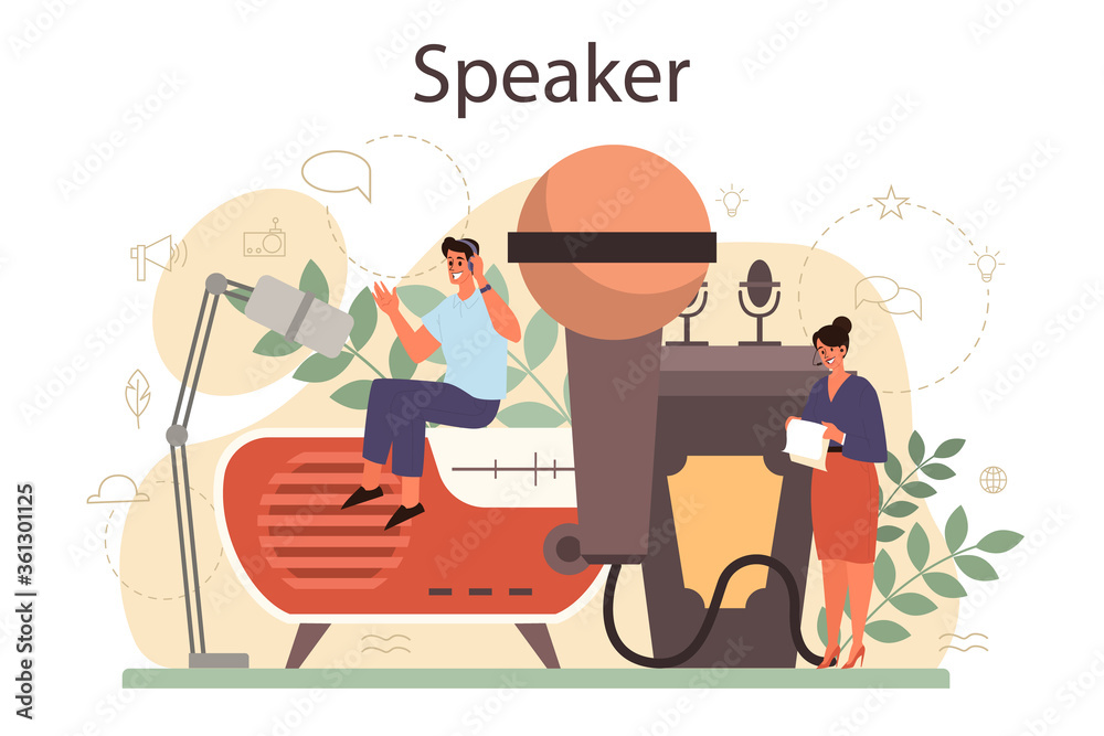 Professional speaker, commentator or voice actor concept. Peson