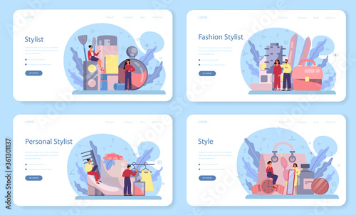 Fashion stylist web banner or landing page set. Modern, creative job
