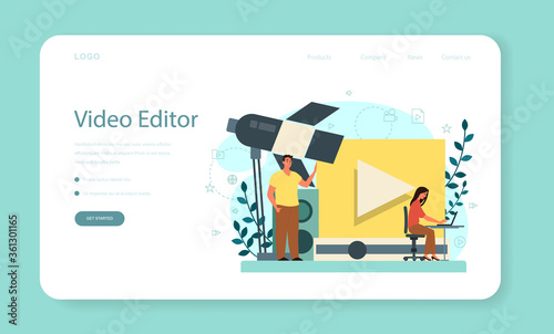 Motion or video designer web banner or landing page . Artist