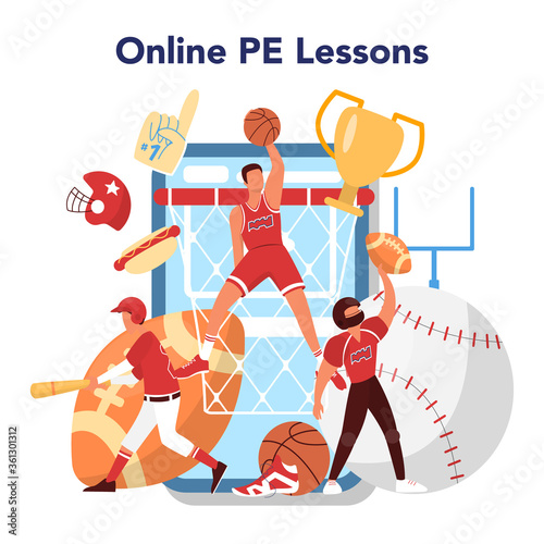 Physical education lesson school class online service or platform.