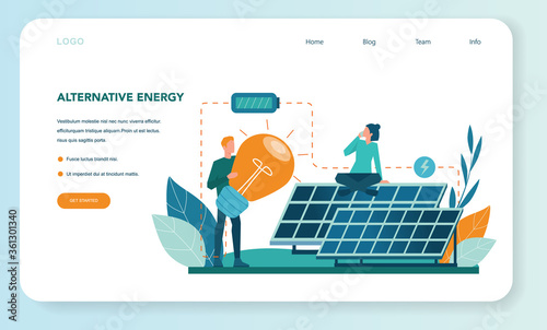 Alternative energy web banner or landing page. Idea of ecology