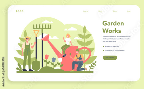 Gardening web banner or landing page. Idea of horticultural designer