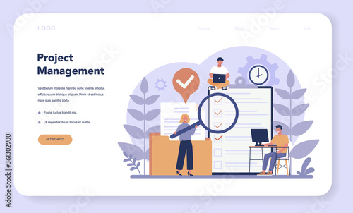 Project management web banner or landing page. Successful