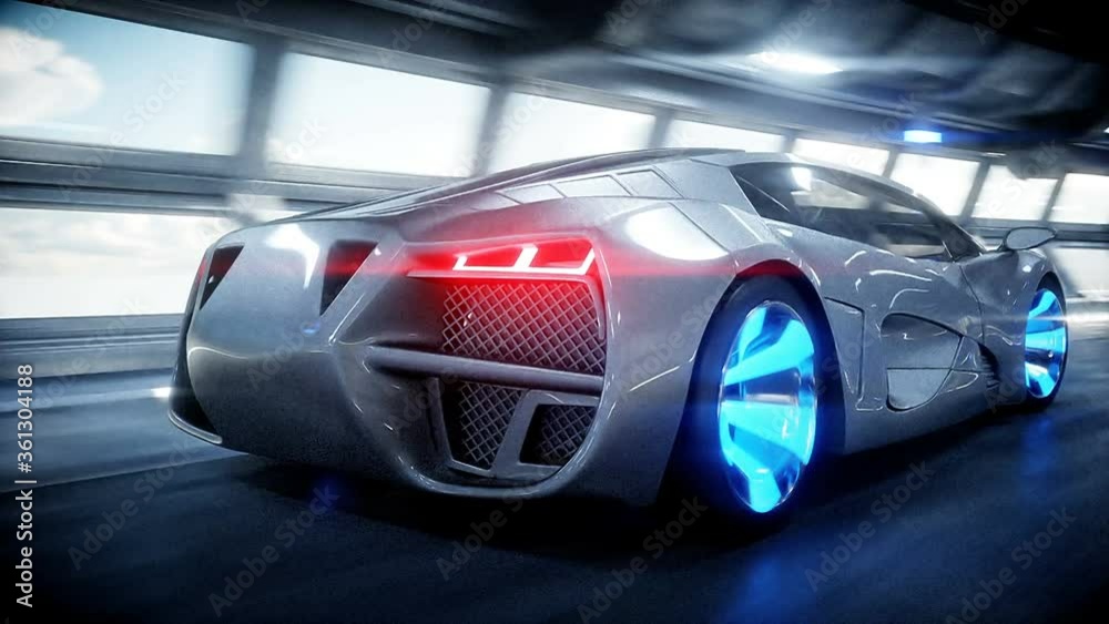 futuristic car fast driving in sci fi tunnel, coridor. Concept of future. Realistic 4k animation. futuristic car fast driving in sci fi tunnel, coridor. Concept of future. Realistic 4k animation.