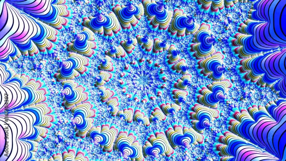 4k Abstract multicolored fractal motion background in 3D. Or for yoga, clubs, shows, mandalas, fractal animations. Beautiful bright ornament.