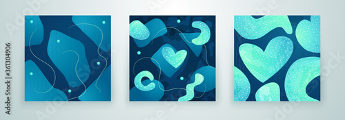 Set of Creative minimalist hand drawn abstract background. Modern abstract shapes in contemporary style for social banner background, stories post, postcard, flyer or brochure design.