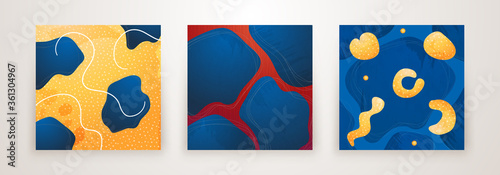 Set of Creative minimalist hand drawn abstract background. Modern abstract shapes in contemporary style for social banner background, stories post, postcard, flyer or brochure design.