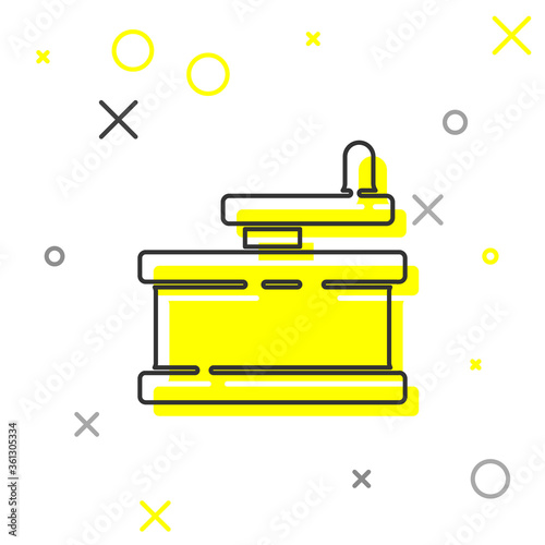 Grey line Manual grinder icon isolated on white background. Vector Illustration.