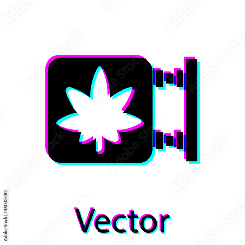 Black Marijuana and cannabis store icon isolated on white background. Equipment and accessories for smoking, storing medical cannabis. Vector Illustration.
