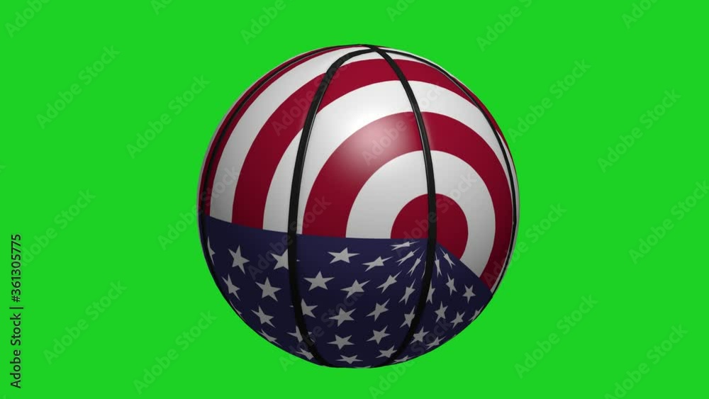Rotating basketball with the USA flag on a green screen
Rotating basketball with the USA flag on a green screen