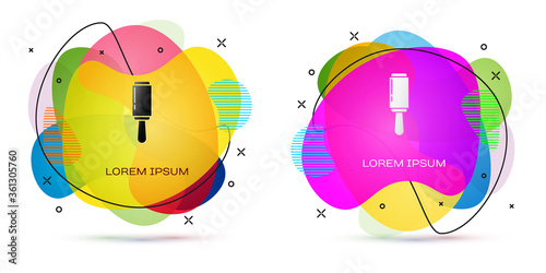 Color Adhesive roller for cleaning clothes icon isolated on white background. Getting rid of debris, dust, hair, fluff, pet wool. Abstract banner with liquid shapes. Vector Illustration.