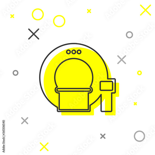 Grey line Tomography icon isolated on white background. Medical scanner, radiation. Diagnosis, radiology, magnetic resonance therapy. Vector Illustration.