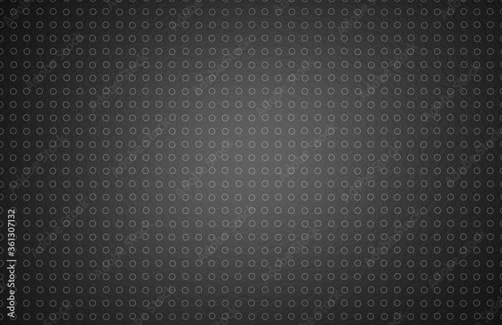 Simple Geometric Pattern in Gray Circles on a Black Satin Surface. Abstract Background. 3D Render. Simple Geometric Pattern in Gray Circles on a Black Satin Surface. Abstract Background. 3D Render.