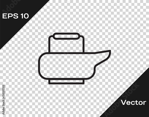 Black line Bedpan icon isolated on transparent background. Toilet for bedridden patients. Vector Illustration.