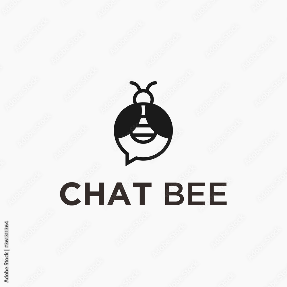 bee chat logo. bee icon