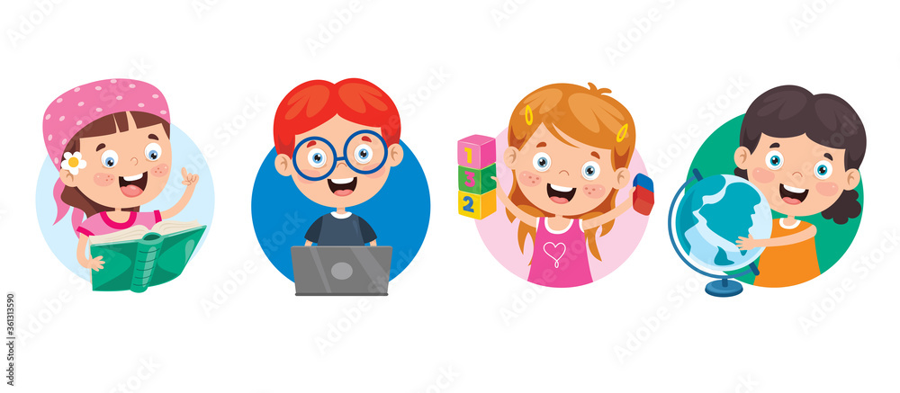 Happy Cute Cartoon School Children Happy Cute Cartoon School Children