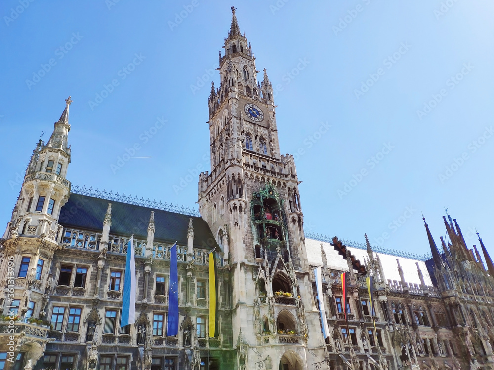 New Town Hall at Marienplatz Mary Square in Munich, Bavaria, Germany