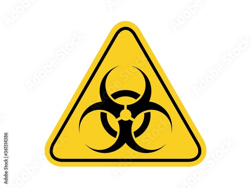 isolated biological hazards symbols on yellow round triangle board warning sign for icon, label, logo or package industry etc. flat vector design.