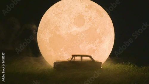 car, moon, lunar, night, crater, sky, moonlight photo
