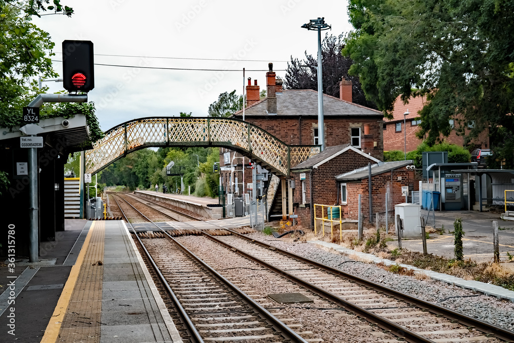 Fototapeta premium View from the railway station at Brundall Gardens in rural Norfolk