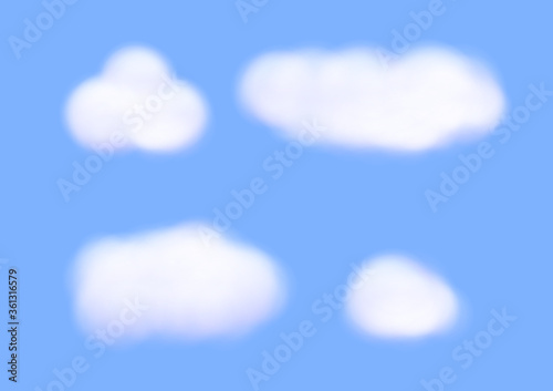 white cloud vectors isolated on blue background ep44