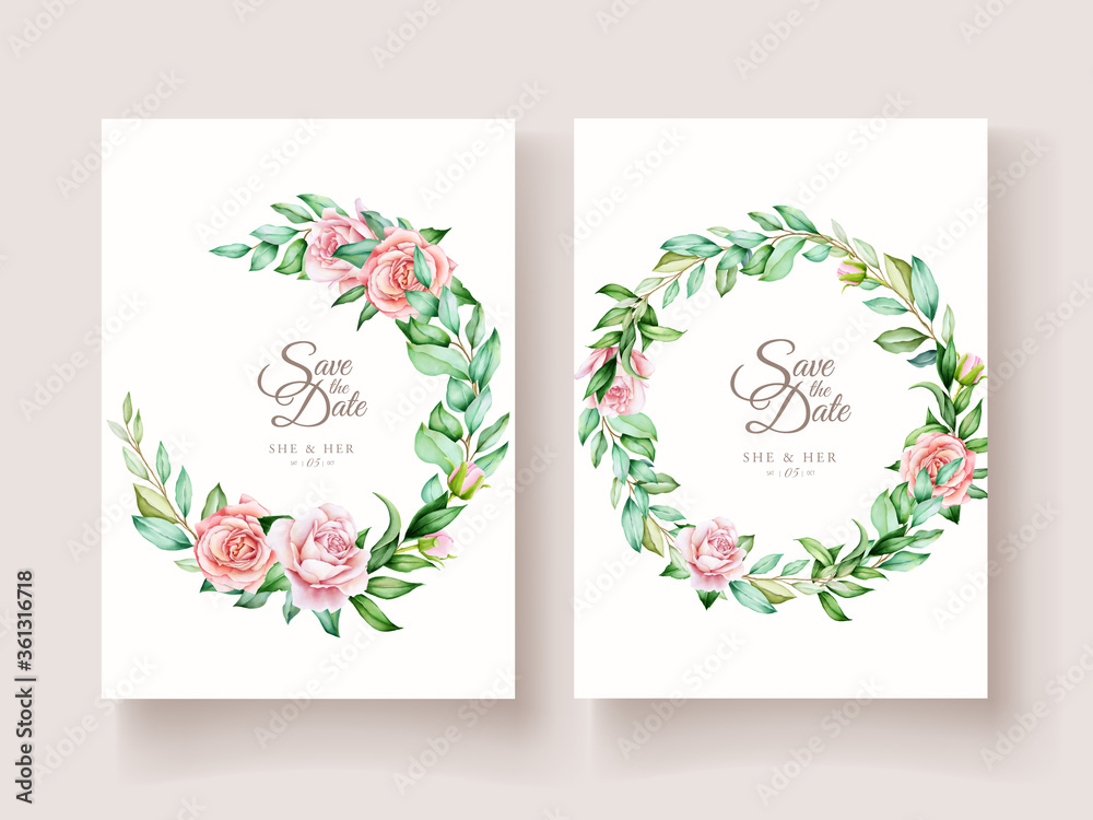 watercolor floral wedding invitation card set
