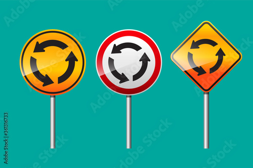 Roundabout sign sign isolated on background vector illustration.