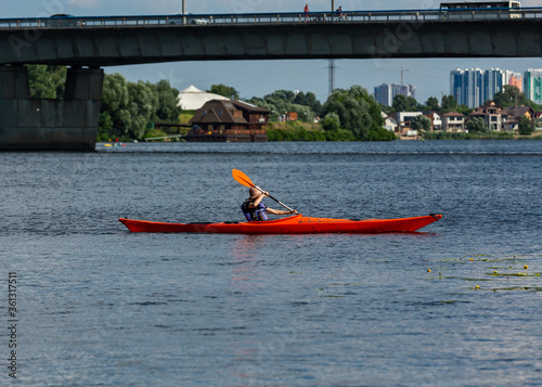 Man kayaking on the river