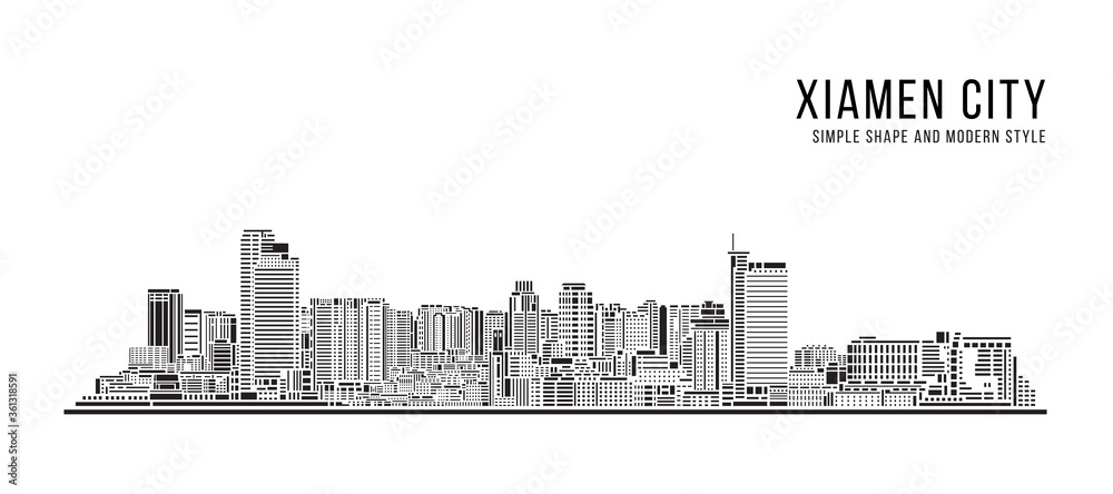 Cityscape Building Abstract Simple shape and modern style art Vector design -  Xiamen city
