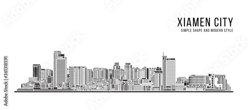 Cityscape Building Abstract Simple shape and modern style art Vector design -  Xiamen city © ananaline