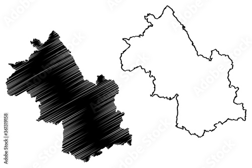 Isere Department (France, French Republic, Auvergne-Rhone-Alpes region, ARA) map vector illustration, scribble sketch Isera map