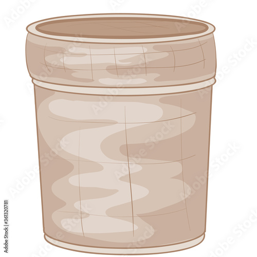 birch bark box, vintage, cartoon illustration, isolated object on a white background, vector illustration,