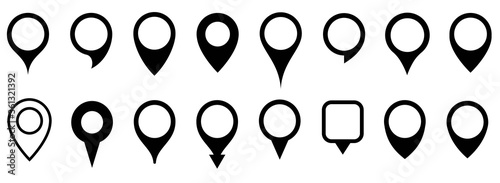 Map marker pointer icon set . Marker map icons symbol. Pointer map. GPS location.Black map markers collection design.Vector