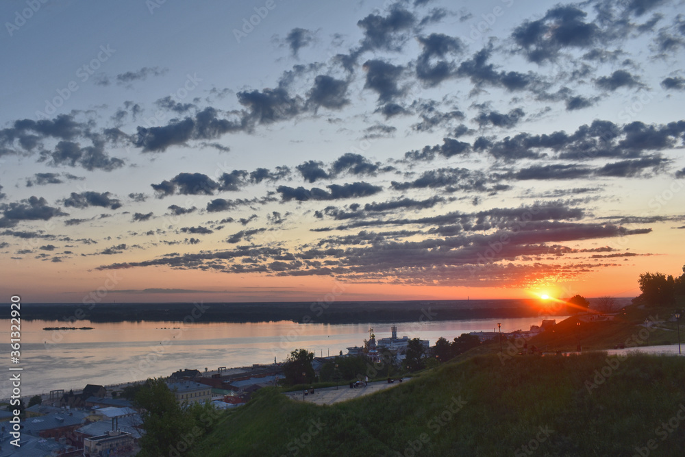 Sunrise over the Volga River and Nizhny Novgorod