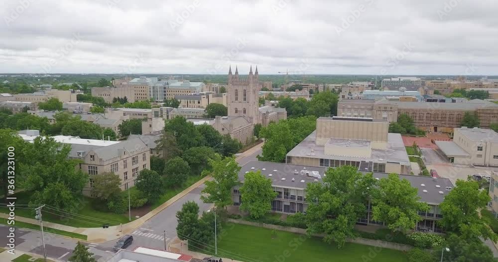 Slow Drone Flight Towards Gothic Church