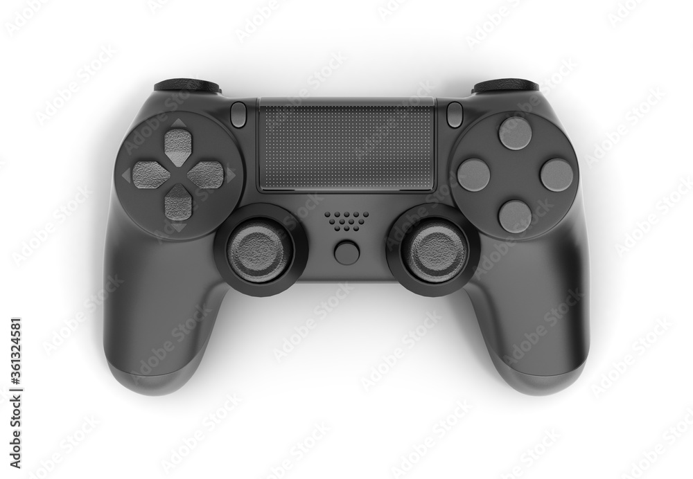 Black gamepad isolated on white background 3d rendering Black gamepad isolated on white background 3d rendering