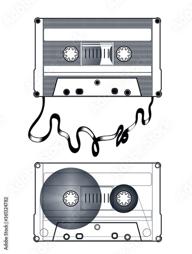 plastic audio tapes one normal and inside out