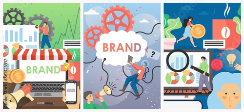 Business branding vector poster banner template set