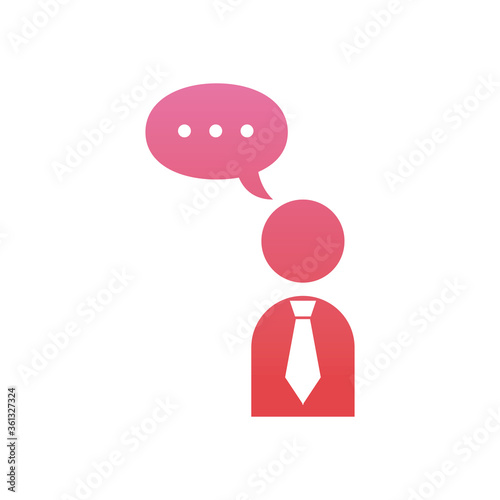 Businessman with bubble gradient style icon vector design