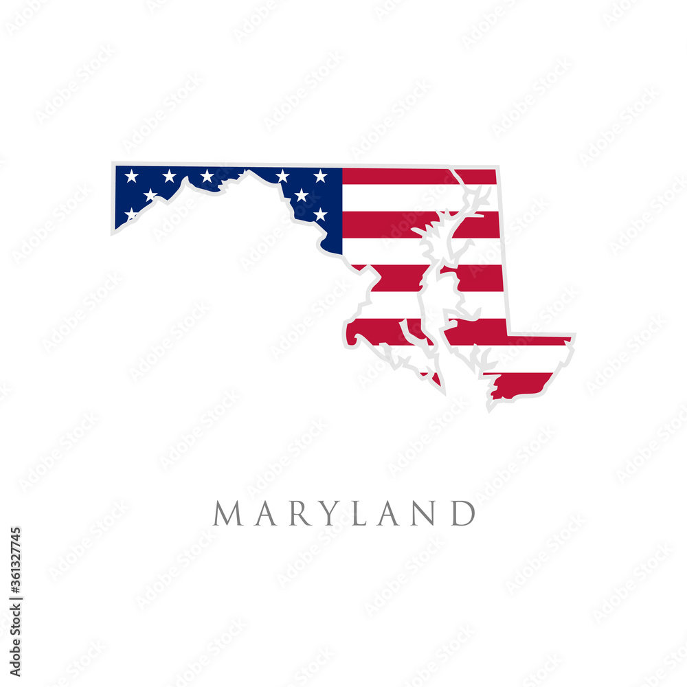 Shape of Maryland state map with American flag. vector illustration ...