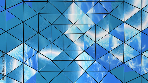 Abstract isometric prism with the reflection of the sky  Kaleidoscope reflection of the sky.