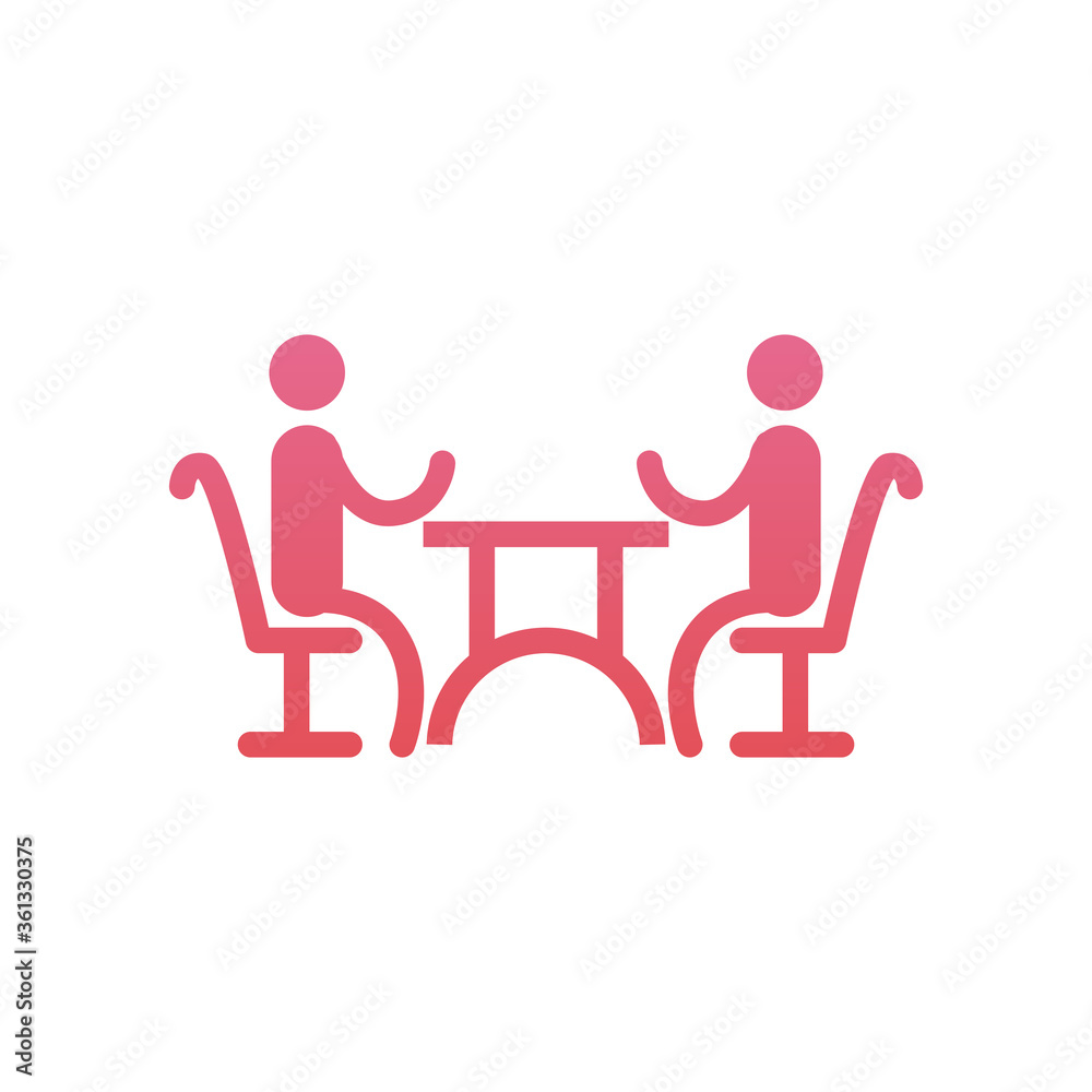 businessmen meeting on table gradient style icon vector design