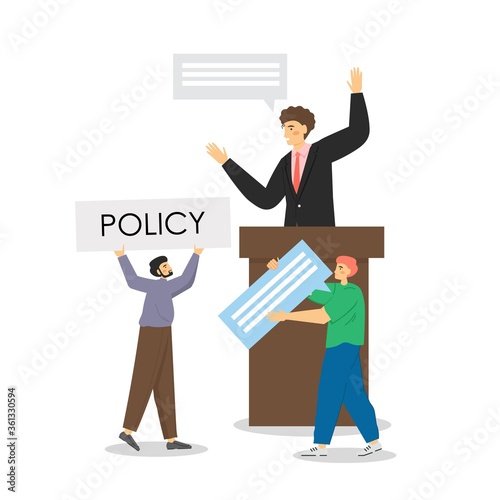 Policy speech, vector flat style design illustration