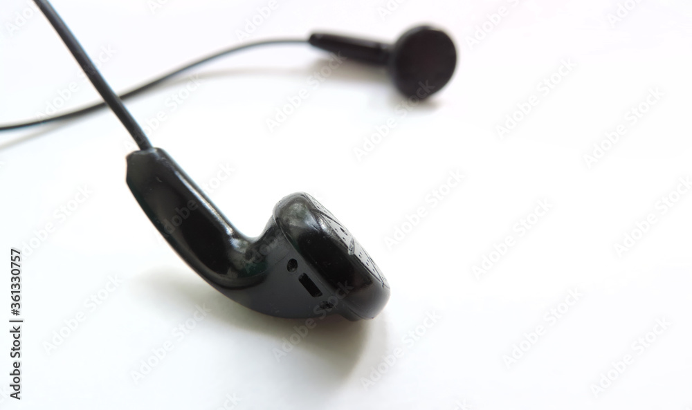 black Headphones isolated on white background black Headphones isolated on white background